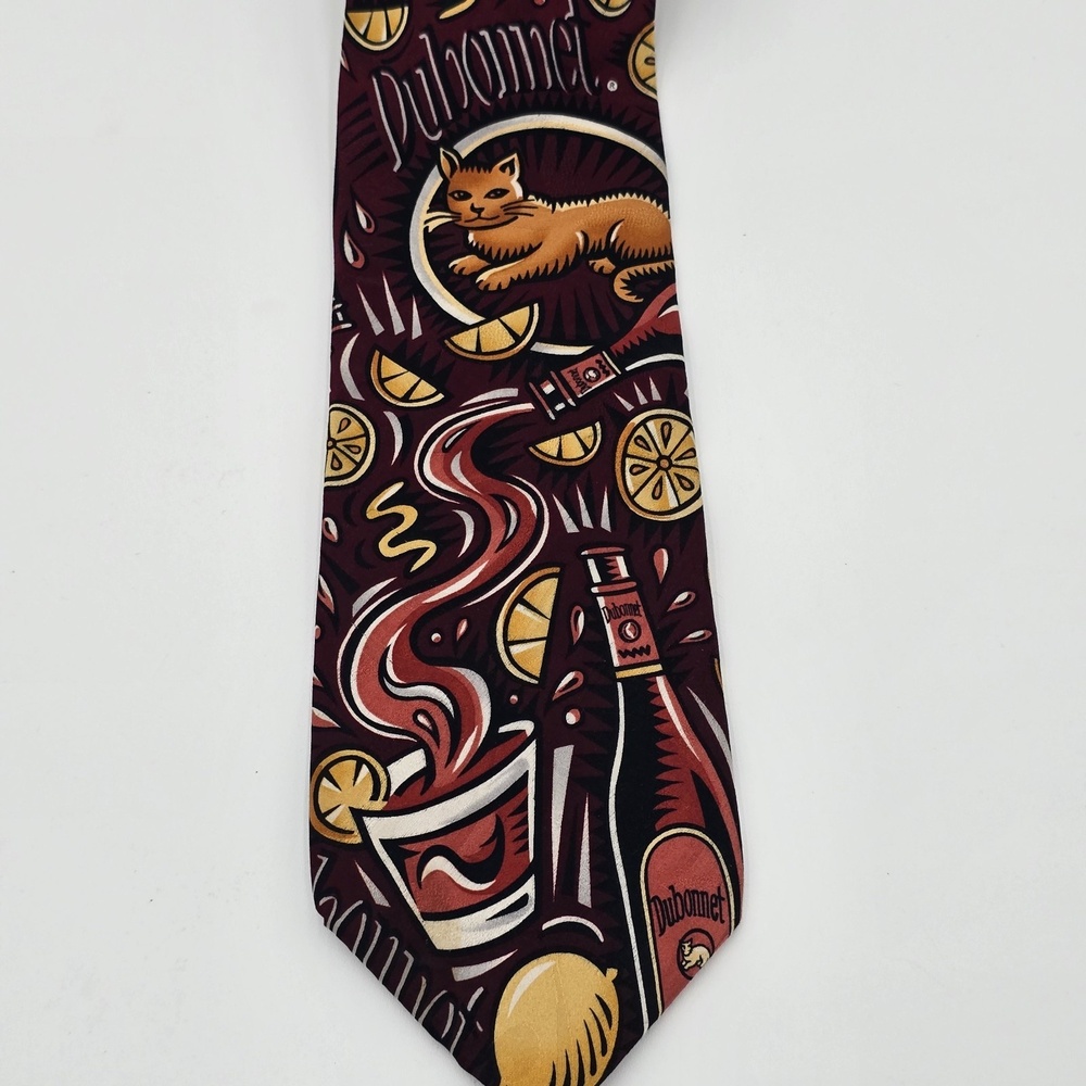Pop Art Cat Burton Morris Novelty 100% Silk Neck Tie Cat Citrus Cocktail